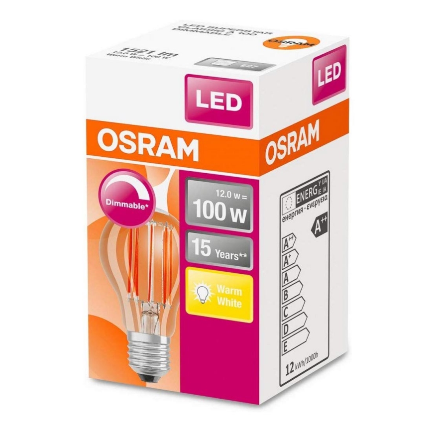 Ampoule LED à intensité variable VINTAGE E27/12W/230V 2700K - Osram