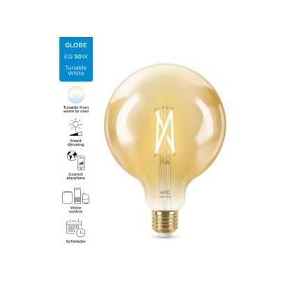 Ampoule LED à intensité variable VINTAGE FILAMENT G125 E27/6,7W/230V 2000-5000K CRI 90 Wi-Fi - WiZ