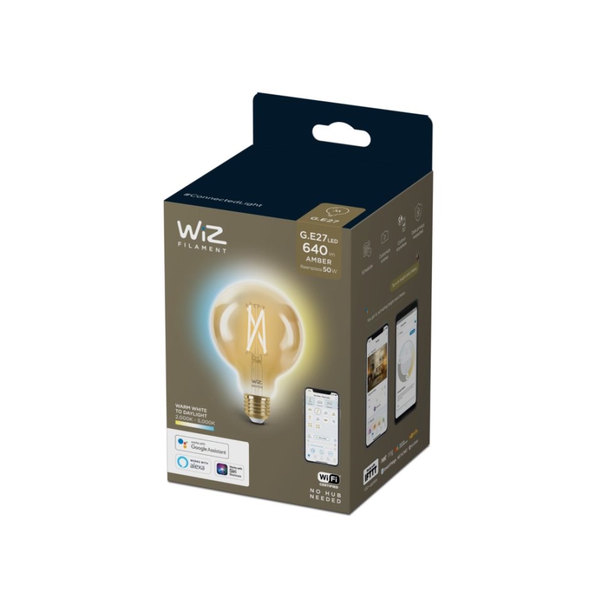 Ampoule LED à intensité variable VINTAGE FILAMENT G95 E27/6,7W/230V 2000-5000K CRI 90 Wi-Fi - WiZ
