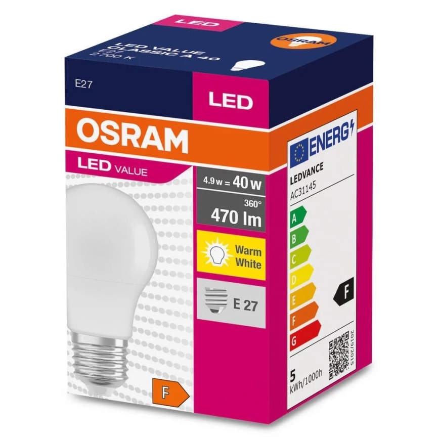 Ampoule LED A40 E27/4,9W/230V 2700K - Osram