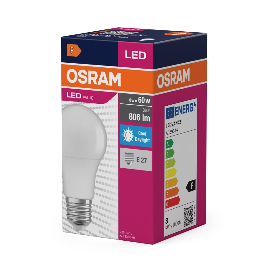 Ampoule LED A60 E27/8W/230V 6500K - Osram