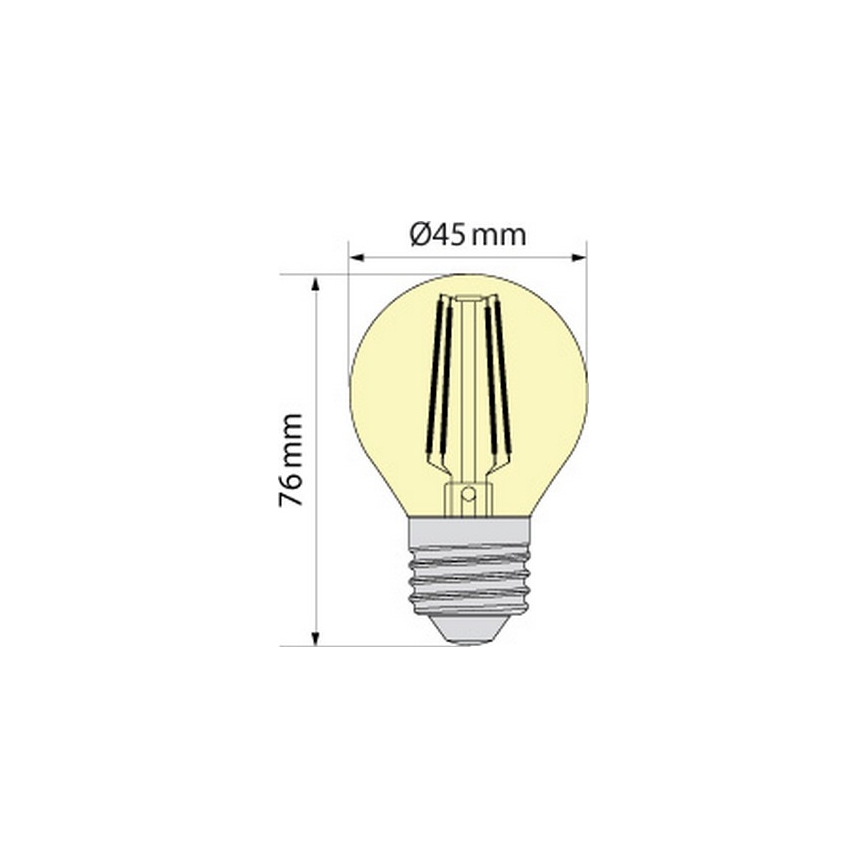 Ampoule LED CLASIC AMBER G45 E27/4W/230V 2200K -  Brilagi