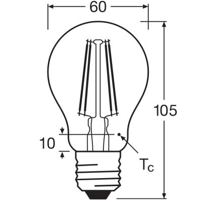 Ampoule LED CLASSIC FILAMENT A60 E27/7,5 W/230 V 2700 K - Ledvance