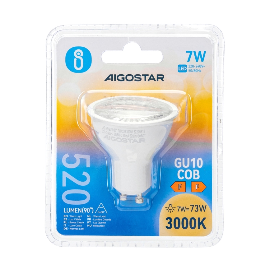 Ampoule LED COB GU10/7W/230V 3000K - Aigostar