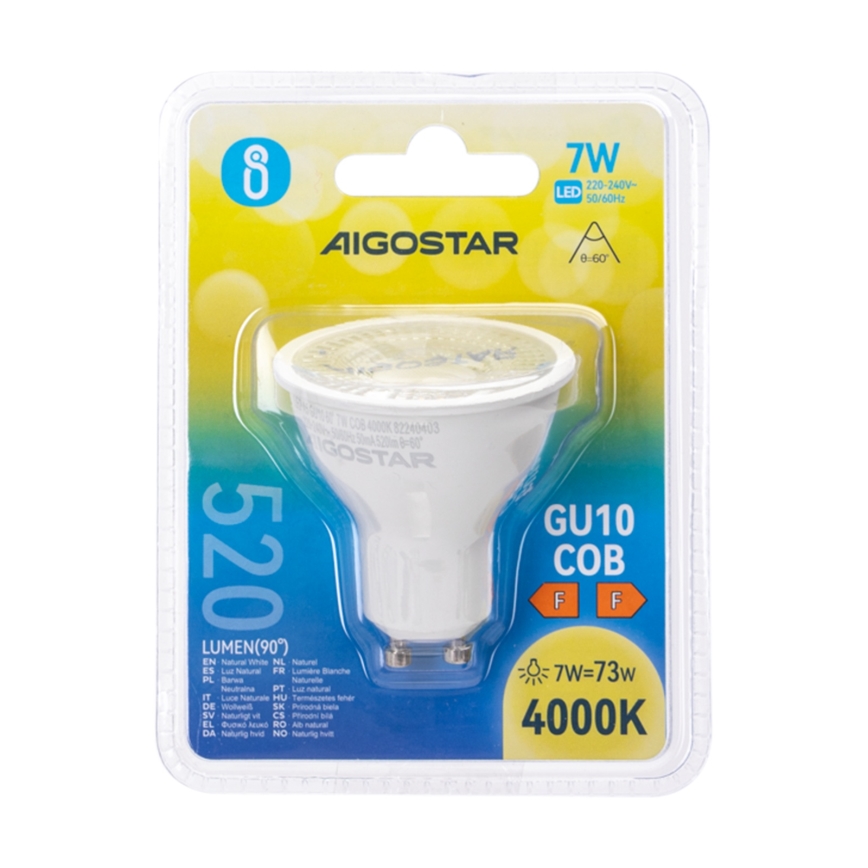 Ampoule LED COB GU10/7W/230V 4000K - Aigostar