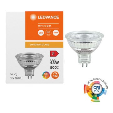 Ampoule LED dicroïque dimmable MR16 GU5,3/6,6W/12V 4000K 36° IRC 97 - Ledvance