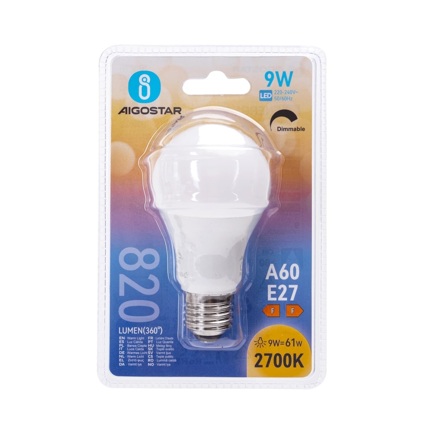 Ampoule LED dimmable A60 E27/9W/230V 2700K - Aigostar