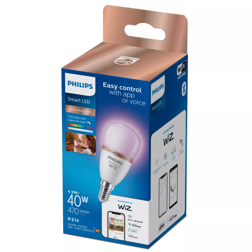 Ampoule LED RGB dimmable Philips SMART P45 E14/4,9W/230V 2200-6500K IRC 90