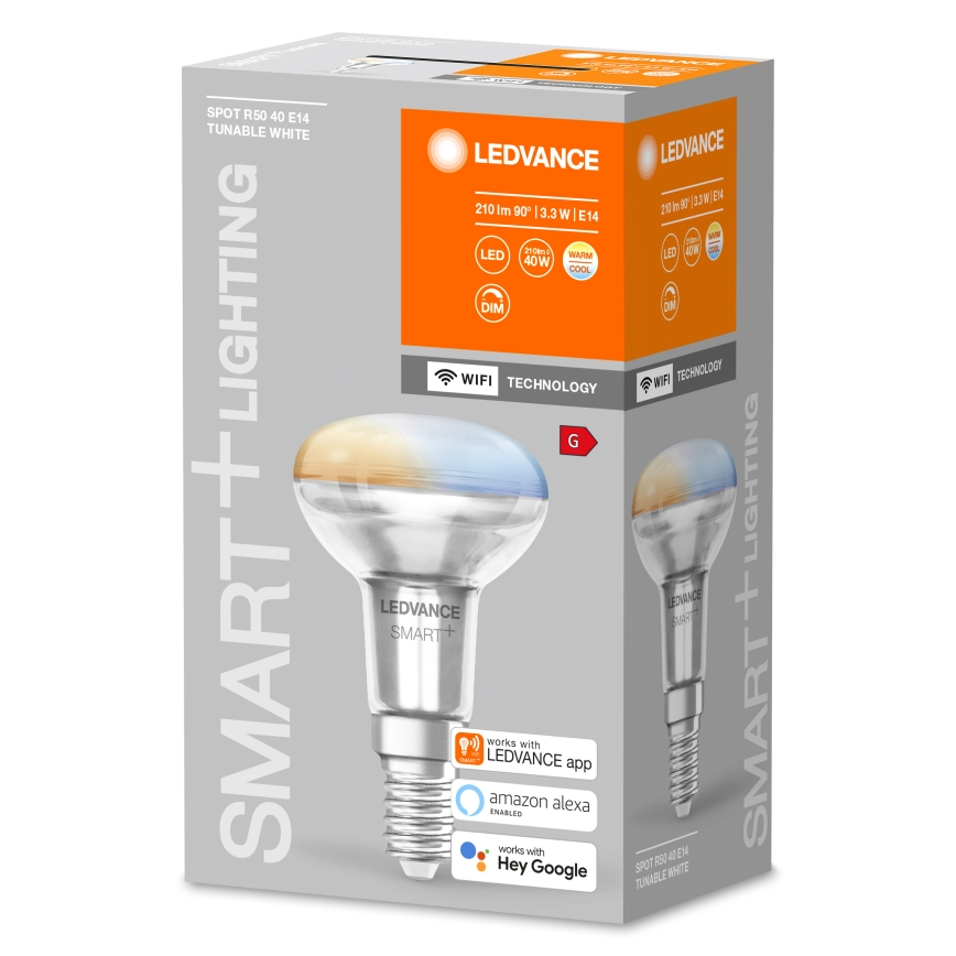 Ampoule LED dimmable à réflecteur SMART+ R50 E14/3,3W/230V 2700-6500K Wi-Fi - Ledvance