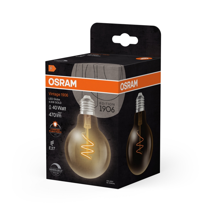 Ampoule LED dimmable VINTAGE FILAMENT E27/4,9W/230V 2200K IRC 90 - Osram