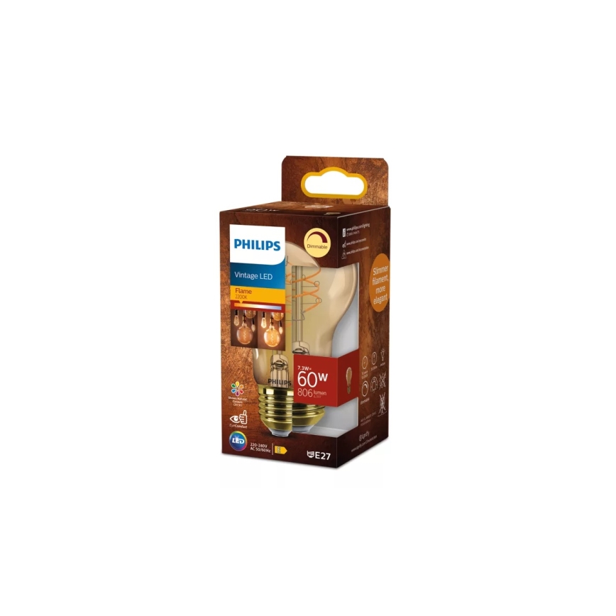 Ampoule LED dimmable VINTAGE Philips A60 E27/7,3W/230V 2200K
