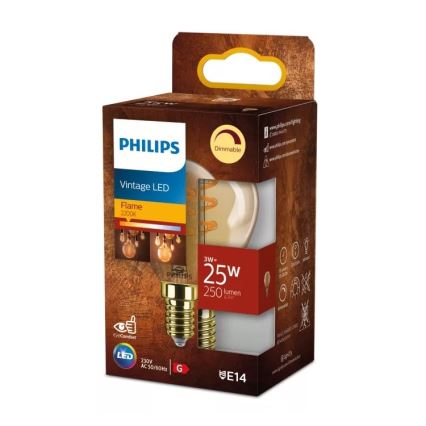 Ampoule LED dimmable VINTAGE Philips P45 E14/3W/230V 2200K