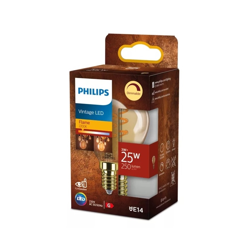 Ampoule LED dimmable VINTAGE Philips P45 E14/3W/230V 2200K