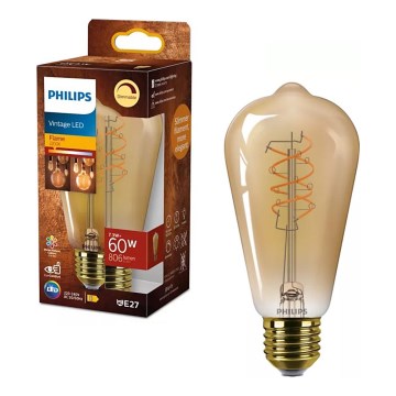 Ampoule LED dimmable VINTAGE Philips ST64 E27/7,3W/230V 2200K IRC 90