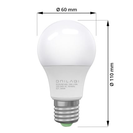 Ampoule LED ECOLINE A60 E27/10W/230V 3000K - Brilagi