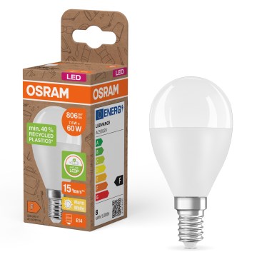 Ampoule LED en plastique recyclé P45 E14/7,5W/230V 2700K - Osram