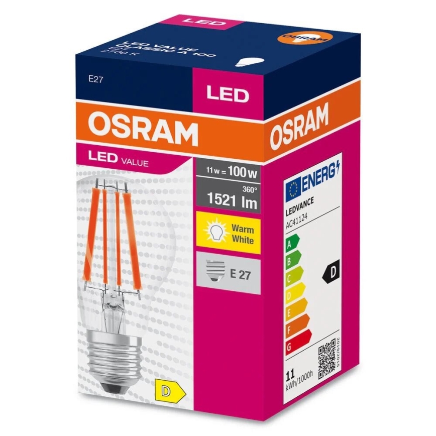 Ampoule LED FILAMENT A100 E27/11W/230V 2700K - Osram