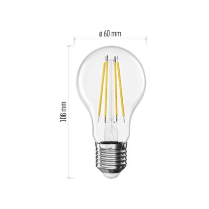 Ampoule LED FILAMENT A60 E27/3,8W/230V 2700K Classe énergétique A