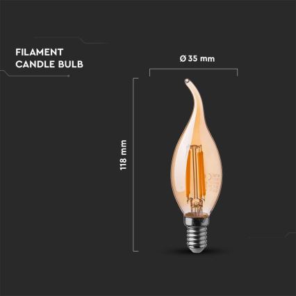 Ampoule LED FILAMENT AMBER E14/4W/230V 2200K