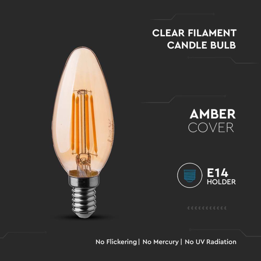 Ampoule LED FILAMENT AMBER E14/4W/230V 2200K