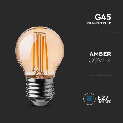 Ampoule LED FILAMENT AMBER G45 E27/4W/230V 2200K