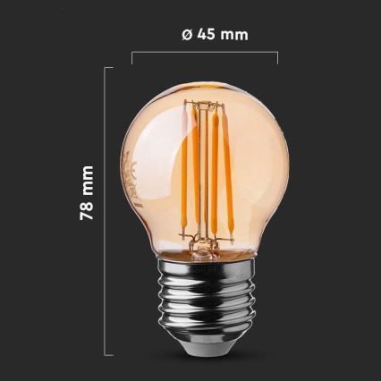 Ampoule LED FILAMENT AMBER G45 E27/4W/230V 2200K