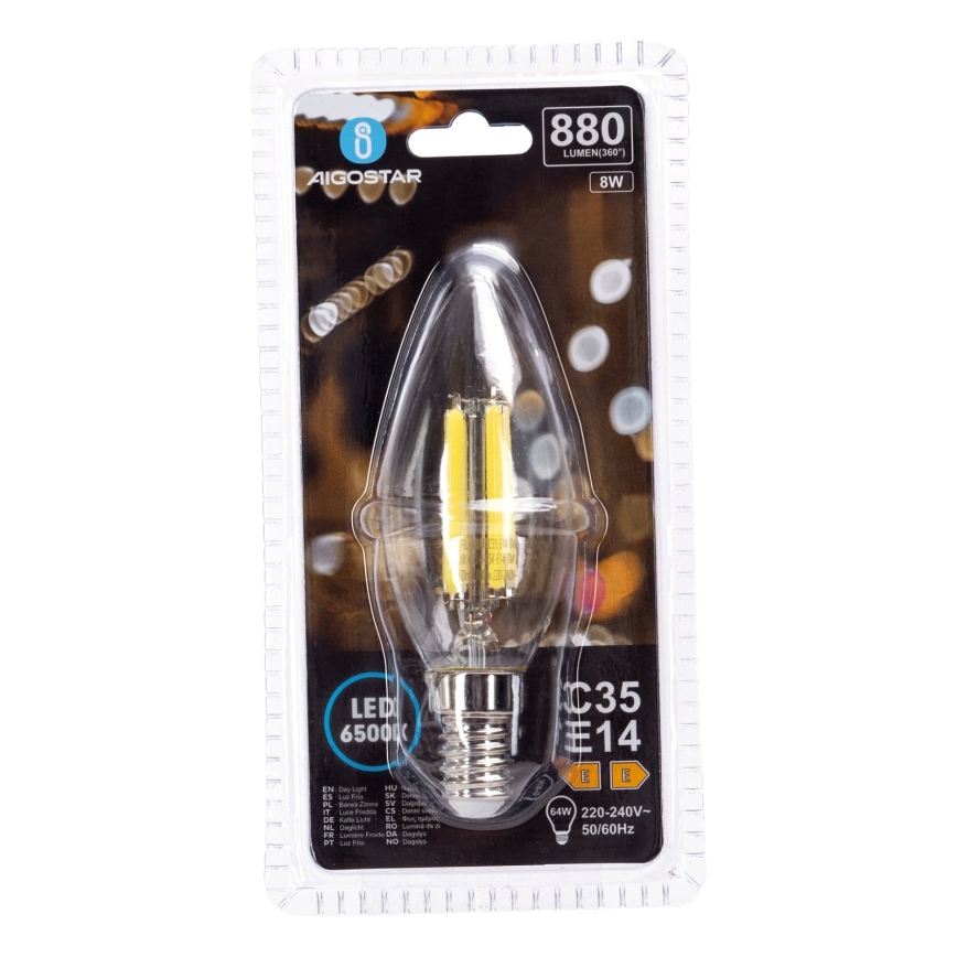 Ampoule LED FILAMENT C35 E14/8W/230V 6500K - Aigostar