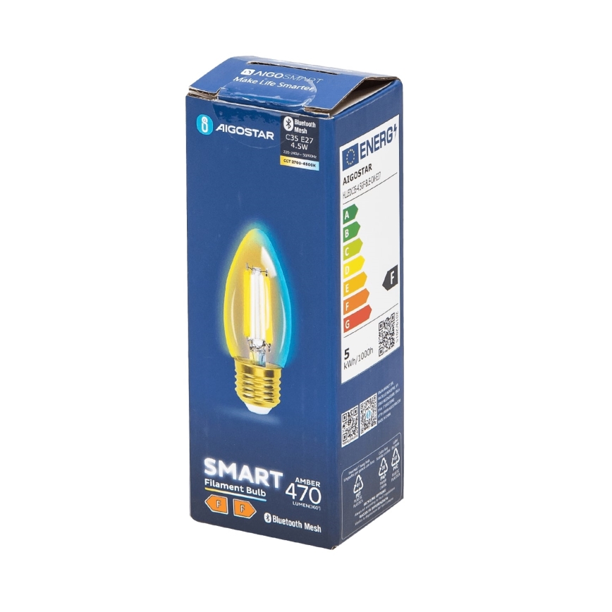Ampoule à intensité variable LED FILAMENT MESH Smart C35 E27/4,5W/230V 2700-6500K - Aigostar