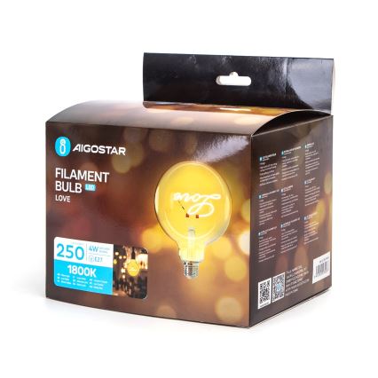 Ampoule LED FILAMENT E27/4W/230V 1800K amour - Aigostar