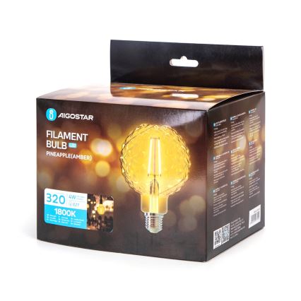 Ampoule LED FILAMENT E27/4W/230V 1800K ananas - Aigostar