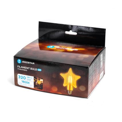 Ampoule LED FILAMENT E27/4W/230V 1800K étoile - Aigostar