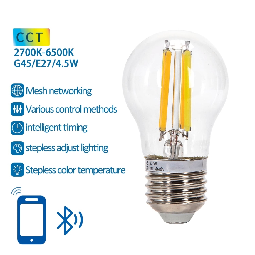 Ampoule à intensité variable LED FILAMENT MESH Smart G45 E27/4,5W/230V 2700-6500K - Aigostar