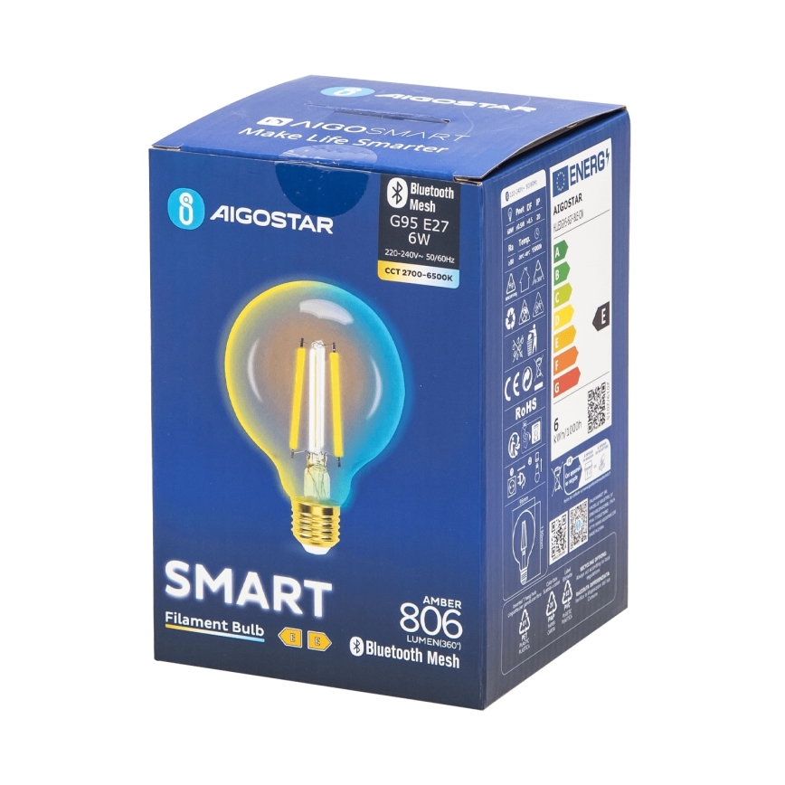 Ampoule à intensité variable LED FILAMENT MESH Smart G95 E27/6W/230V 2700-6500K - Aigostar