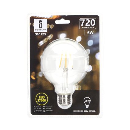 Ampoule LED FILAMENT G95 E27/6W/230V 2700K - Aigostar