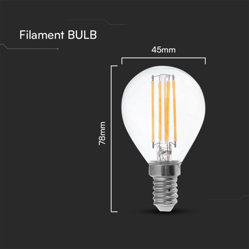 Ampoule LED FILAMENT P45 E14/6W/230V 4000K