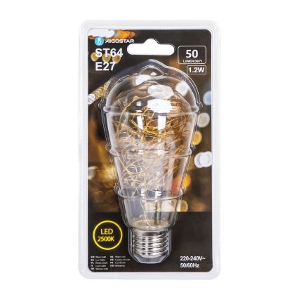 Ampoule LED FILAMENT ST64 E27/1,2W/230V 2500K - Aigostar