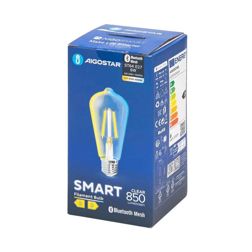 Ampoule à intensité variable LED FILAMENT MESH Smart ST64 E27/6W/230V 2700-6500K - Aigostar