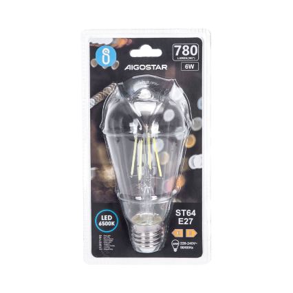 Ampoule LED FILAMENT ST64 E27/6W/230V 6500K - Aigostar