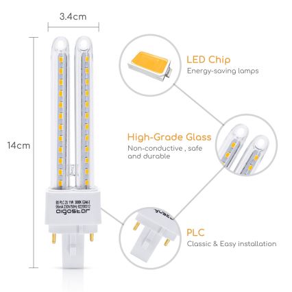 Ampoule LED G24D-3/11W/230V 3000K - Aigostar