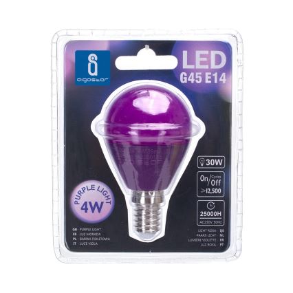 Ampoule LED G45 E14/4W/230V violette - Aigostar