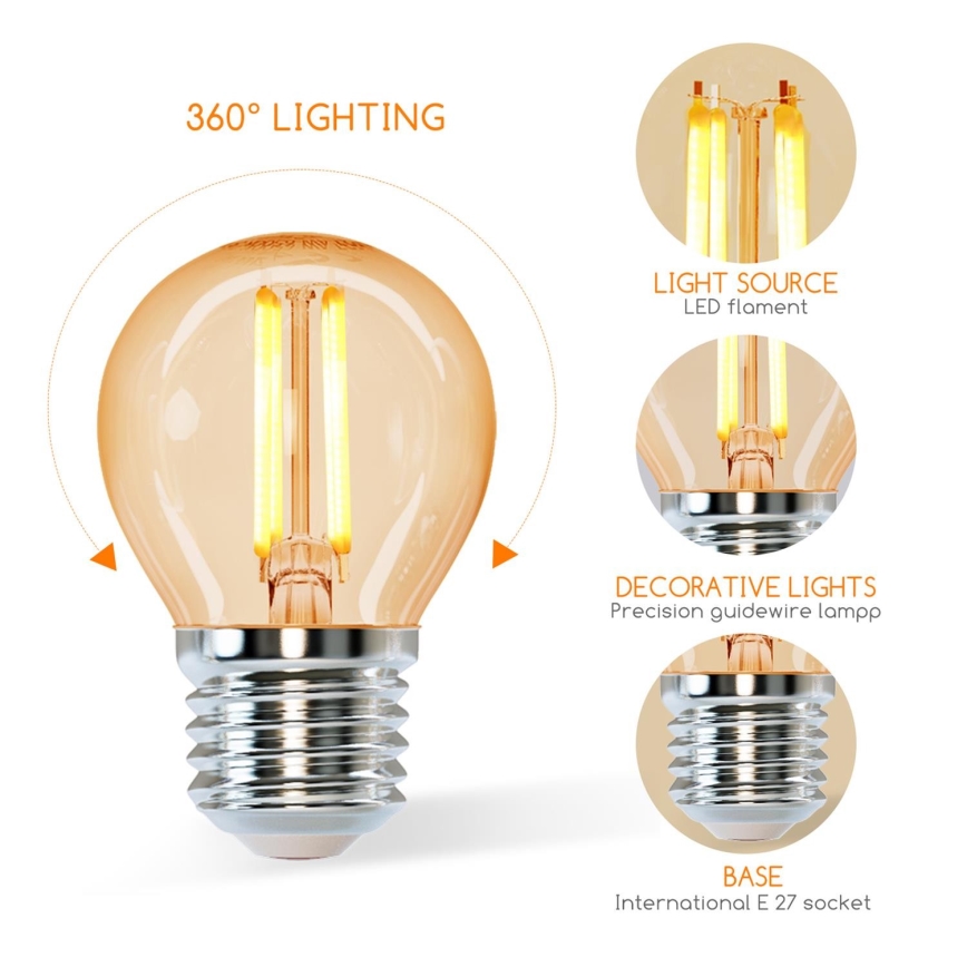 ampoule LED G45 E27/6W/230V 2200K - Aigostar