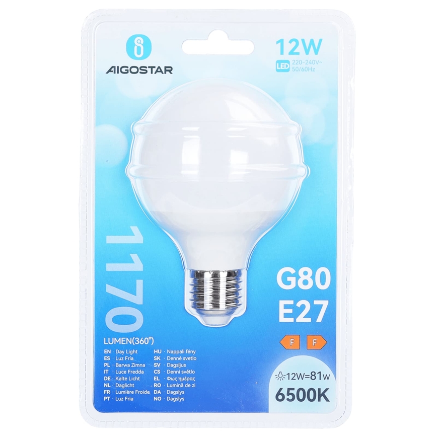Ampoule LED G80 E27/12W/230V 6500K - Aigostar