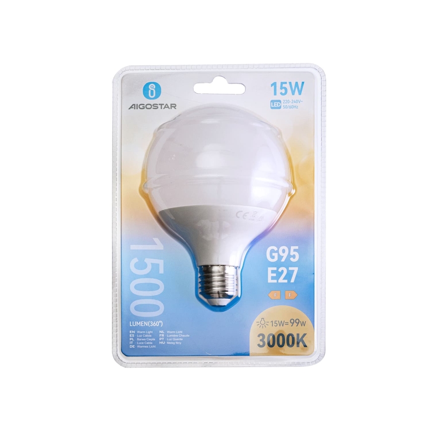 Ampoule LED G95 E27/15W/230V 3000K - Aigostar