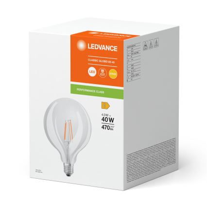 Ampoule LED GLOBE CLASSIC FILAMENT G125 E27/4W/230V 2700K - Ledvance