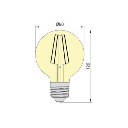 Ampoule LED LEDSTAR AMBER G80 E27/8W/230V 2200K