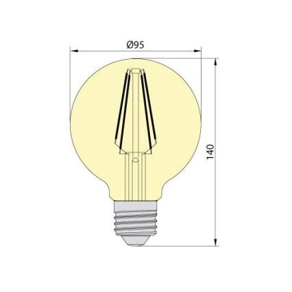 Ampoule LED LEDSTAR AMBER G95 E27/8W/230V 2200K