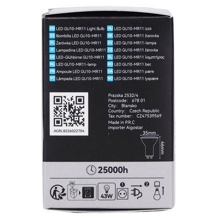 Ampoule LED MR11 GU10/4W/230V 3000K 60° noire - BRILAGI