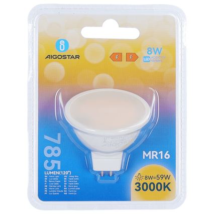 Ampoule LED MR16 GU5,3/8W/12V 3000K - Aigostar