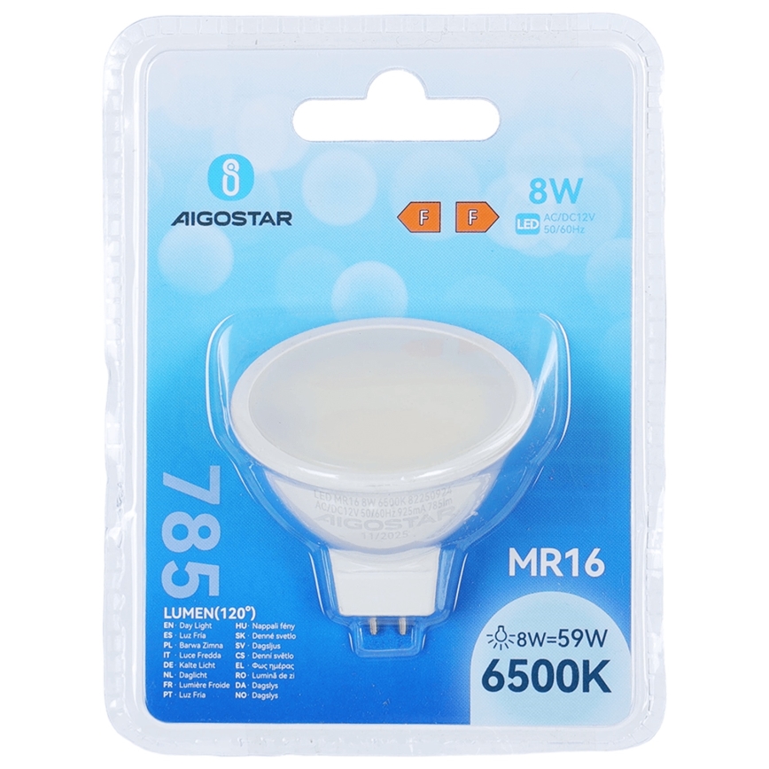 Ampoule LED MR16 GU5,3/8W/12V 6500K - Aigostar