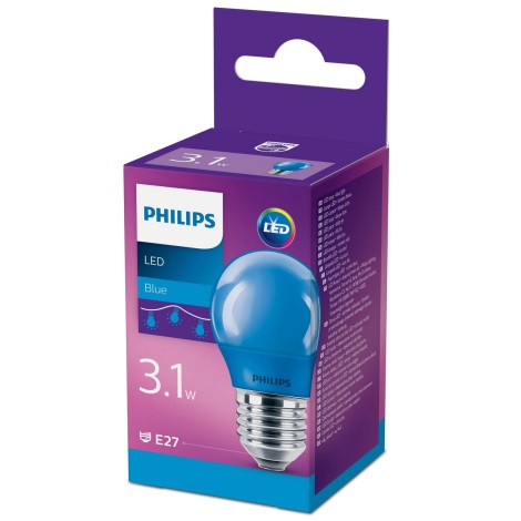 Ampoule LED Philips P45 E27/3,1W/230V bleu